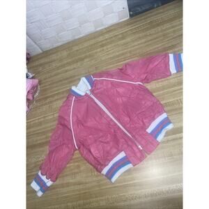 80s 90s Baby Girl Toddler Sz 24 Month Pink Satin Varsity Jacket Bomber Lined